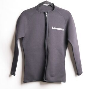Lemorecn Mens Small Black Neoprene Wetsuit Jacket Front Zip Long Sleeve Top BH5